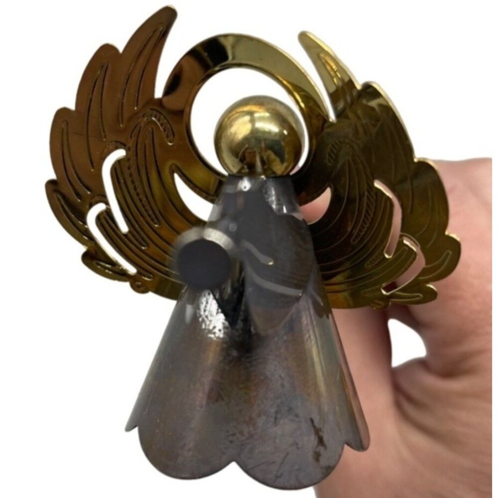 Christmas angle metal candle snuffer with handle horn decor 9"  READ